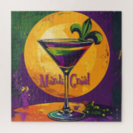 Mid Century Mardi Gras Sunset Fleur De Lis Martini Puzzle
