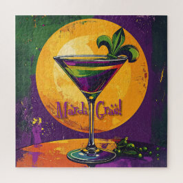 Mid Century Mardi Gras Sunset Fleur De Lis Martini Puzzle