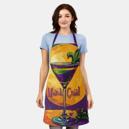 Mid Century Mardi Gras Sunset Fleur De Lis Martini Schürze