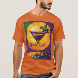 Mid Century Mardi Gras Sunset Fleur De Lis Martini T-Shirt
