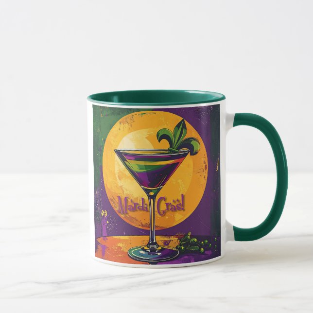 Mid Century Mardi Gras Sunset Fleur De Lis Martini Tasse (Rechts)