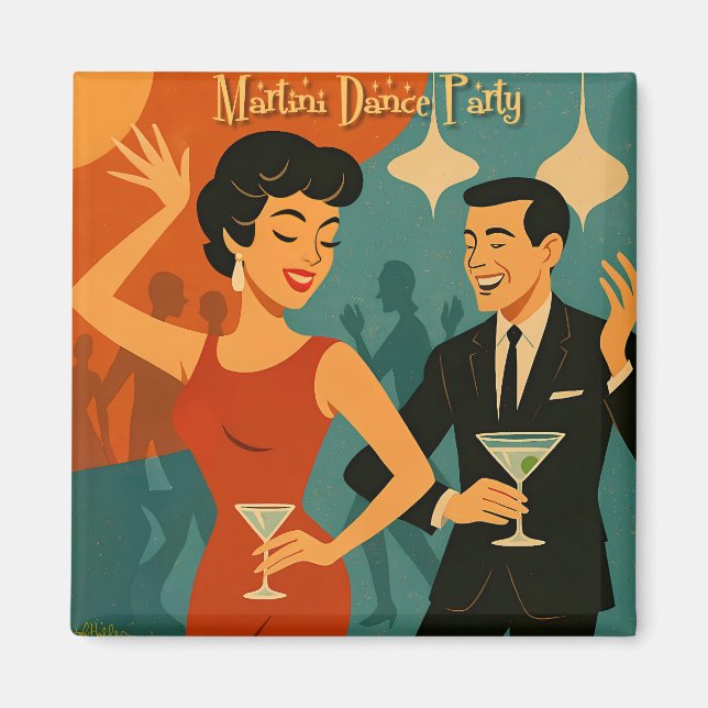 Mid Century Martini Dance Party Magnet (Vorne)