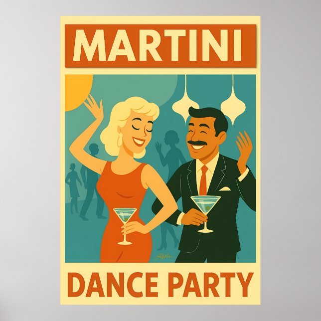 Mid Century Martini Dance Party Poster (Vorne)