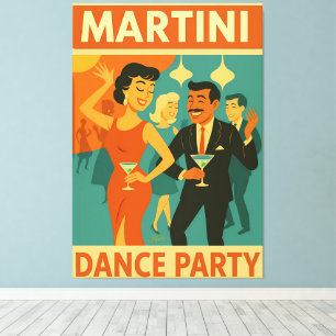 Mid-Century-Martini-Tanzparty Leinwanddruck