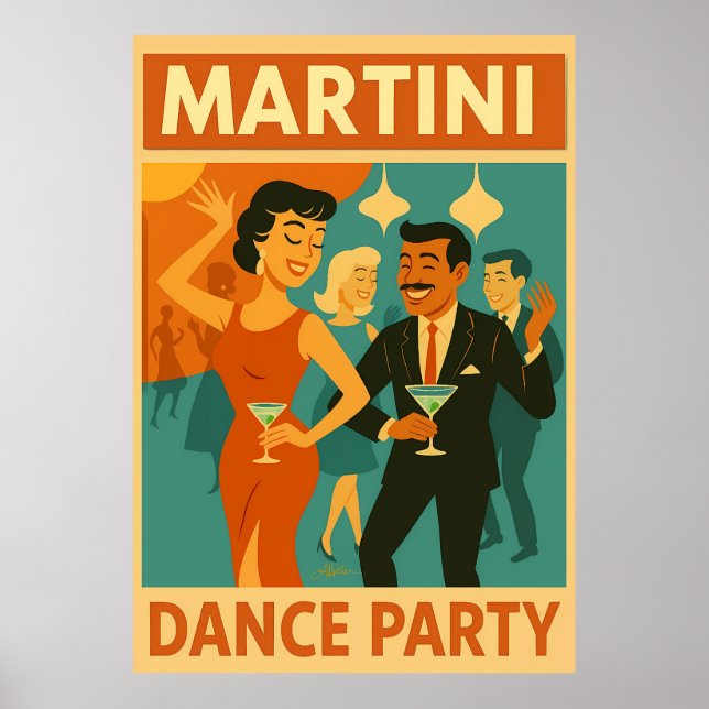 Mid Century Martini Tanzparty Poster (Vorne)