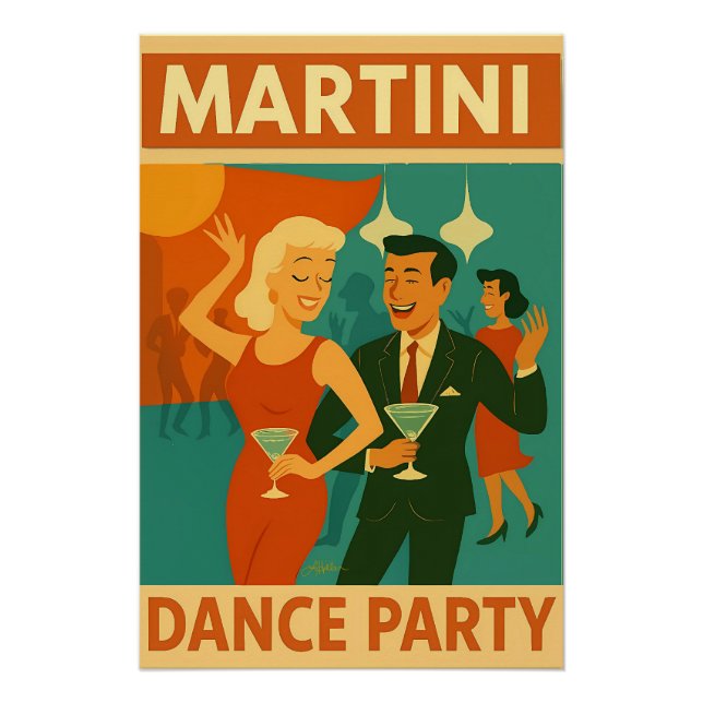 Mid-Century-Martini-Tanzparty Poster (Vorderseite)