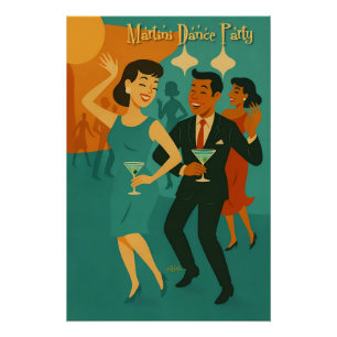 Mid-Century-Martini-Tanzparty Poster