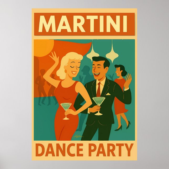 Mid Century Martini Tanzparty Poster (Vorne)