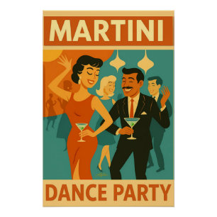 Mid Century Martini Tanzparty Poster
