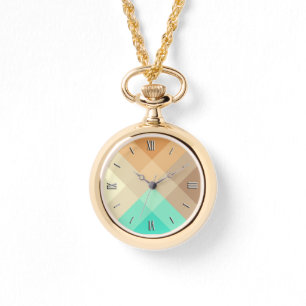 Mid Century Mega kariert - braun & türkis Armbanduhr