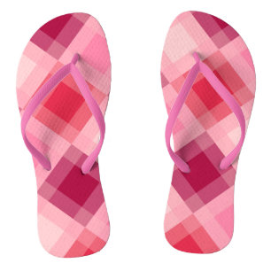 Mid Century Mega kariert - Rosa und Wein Flip Flops
