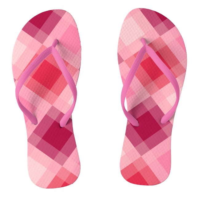 Mid Century Mega kariert - Rosa und Wein Flip Flops (Fußbett)