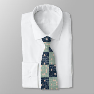 Mid-Century Mint & Navy Atomic Starburst Krawatte