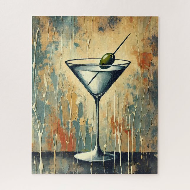 Mid Century Mixed Media Martini Art Puzzle (Vertikal)
