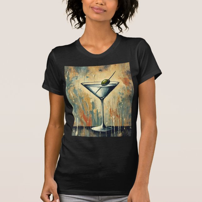 Mid Century Mixed Media Martini Art T-Shirt (Vorderseite)