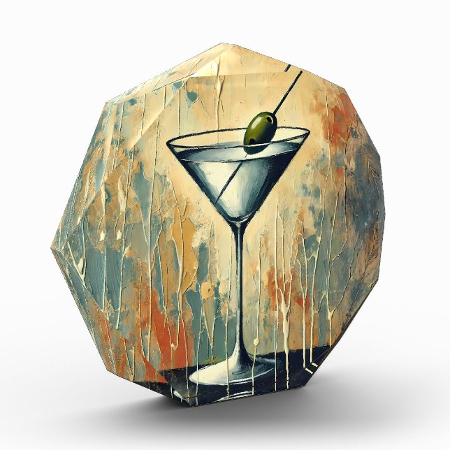 Mid Century Mixed Media Martini Kunst Fotoblock (Links)