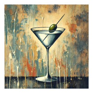 Mid-Century-Mixed-Media-Martini-Kunst Fotodruck