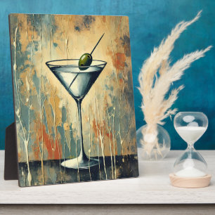 Mid Century Mixed Media Martini Kunst Fotoplatte