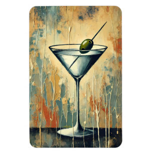 Mid Century Mixed Media Martini Kunst Magnet