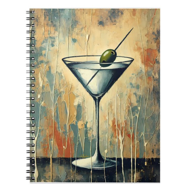 Mid Century Mixed Media Martini Kunst Notizblock (Vorderseite)