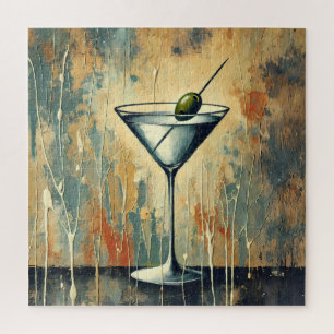 Mid Century Mixed Media Martini Kunst Puzzle