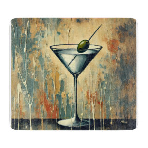 Mid Century Mixed Media Martini Kunst Schneidebrett