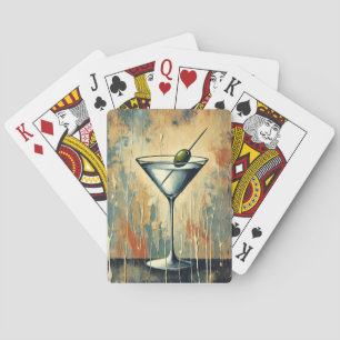 Mid Century Mixed Media Martini Kunst Spielkarten