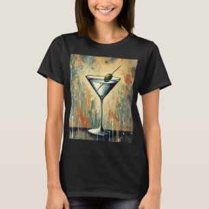Mid Century Mixed Media Martini Kunst T-Shirt