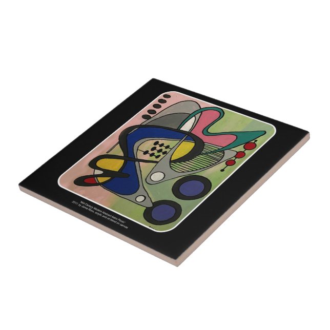 Mid Century Mod Astro Picknick-Gemälde auf einem Fliese (Seite)