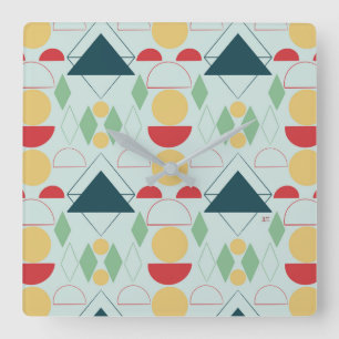 Mid Century Mod Geometric Mint Quadratische Wanduhr