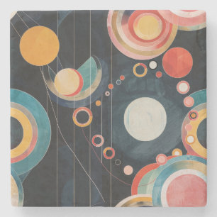 Mid Century Mod Kreise im Stil von Hilma af Klint Steinuntersetzer