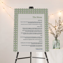 Mid Century Mod Retro Wedding Olive Green Menu