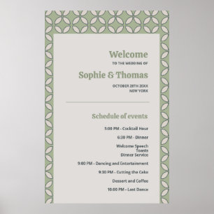 Mid Century Mod Retro Wedding Olive Green Programm Poster