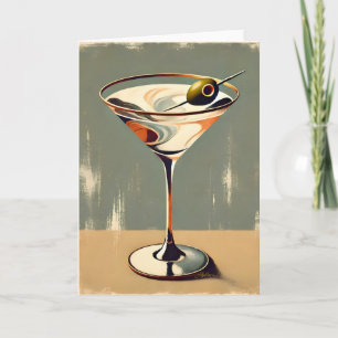 Mid Century Modern 1 Olive Martini Gemälde Karte