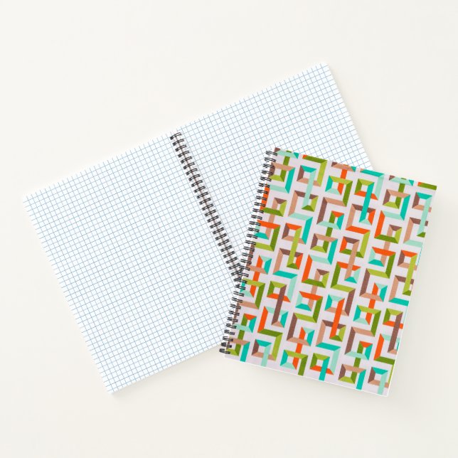 Mid-Century Modern 3D geometrisches Labyrinth Noti Notizbuch (Innenseite)
