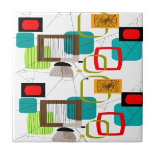 Mid-Century Modern Abstract Design Fliese