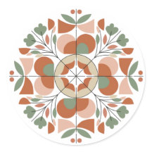Mid-Century Modern Abstract Floral Sticker 