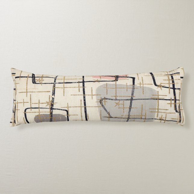 Mid Century Modern Abstracter Körperkissen (Vorderseite)