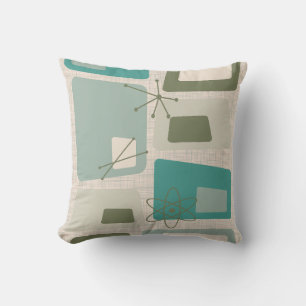 Mid Century Modern Abstrakt 18 Grün, Grau Kissen