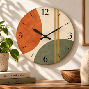 Mid Century Modern Abstrakte Geometrische Retro-Uh Große Wanduhr