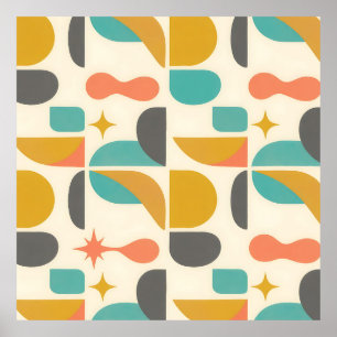 Mid-Century-Modern-Abstraktes Muster Poster