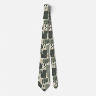 Mid-Century-Modern-Abstraktes Muster Sagegrün Krawatte