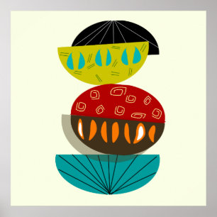 Mid-Century-Modern abstraktes Poster #56
