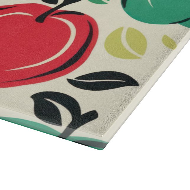 Mid-Century Modern Apple Orchard Glass Schneidebrett (Ecke)