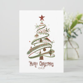 Mid-Century Modern Aquarell Weihnachtskarte Feiertagskarte