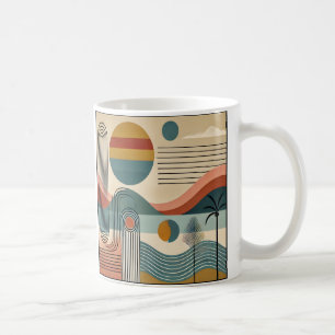 Mid Century Modern Art Beach Sunrise Kaffeetasse