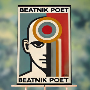 Mid-Century-Modern-Art Beatnik-Dichter Acrylschild