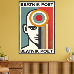 Mid Century Modern Art Beatnik Dichter Leinwanddruck