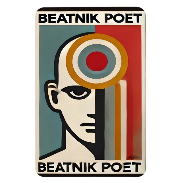 Mid Century Modern Art Beatnik-Dichter Magnet (Vertikal)
