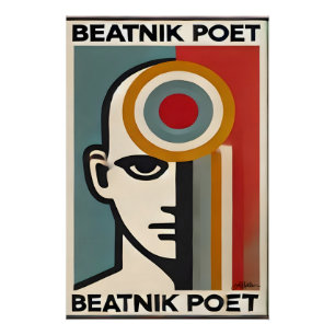 Mid-Century-Modern-Art Beatnik-Dichter Poster